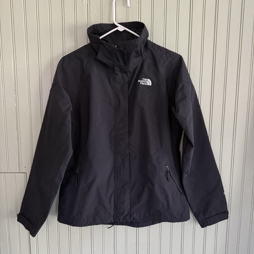 The North Face Jacket Womens Small Waterproof Hyvent Rain Coat Black Zip